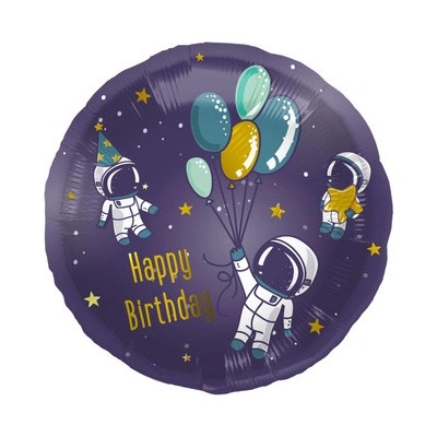 Folat Fóliový balónik fialový Vesmír Happy Birthday 45 cm