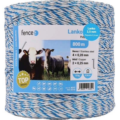 VNT electronics s.r.o. Lanko pro elektrický ohradník, průměr 2,5 mm, bílo-modré, délka 800 m