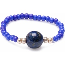 Nefertitis Lapis Lazuli prsten elastický se skleněnými seed korálky NF22044