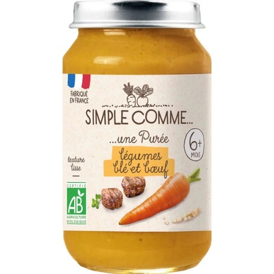 Simple Comme Био зеленчуково пюре Simple Comme - С говеждо, пшеница и зеленчуци, 6 м+, 190 g (3288131900636)