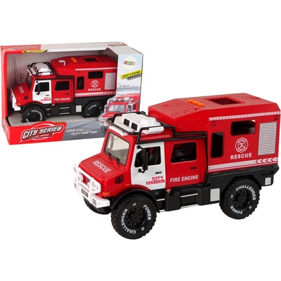 Lean Toys Off-Road Vehicle Hasiči Červené otváracie dvere Zvuky Svetla