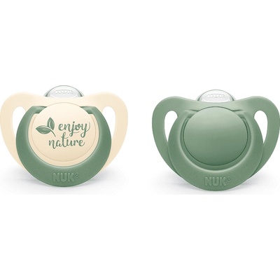 Nuk Силиконови залъгалки NUK for Nature - Зелени, 0-6 месеца, 2 броя (10175296)