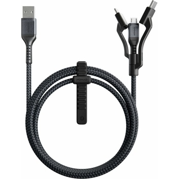 Nomad Kevlar USB-A to Universal Cable - здрав кевларен кабел за устройства с Lightning, microUSB и USB-C порт (150 см) (черен)
