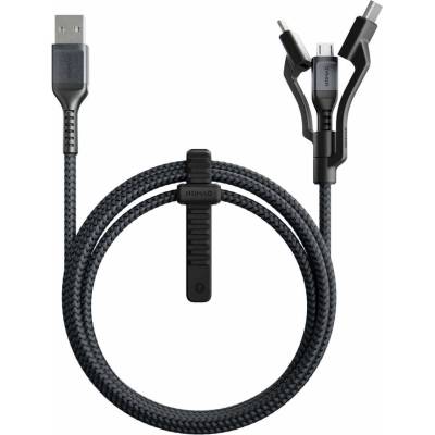 Nomad Kevlar USB-A to Universal Cable - здрав кевларен кабел за устройства с Lightning, microUSB и USB-C порт (150 см) (черен)