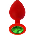 X Fun Силиконов Butt Plug с бижутерия "X FUN REDED DARK GREEN" 8 см. Размер - M