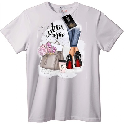 NOONEBRAND Тениска Amor Propio Себеобичане - 3XL, White