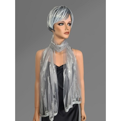 Classic Scarf slavnostní šedá štola se stříbrnými třpytivými flitry šála