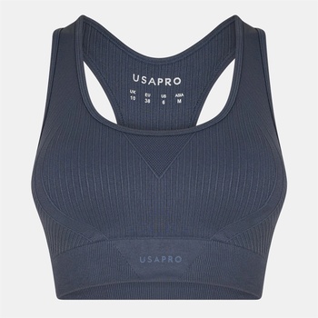 USA Pro UP Seamless Crop Sports Bra - Shark Grey