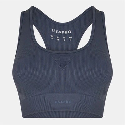 USA Pro UP Seamless Crop Sports Bra - Shark Grey