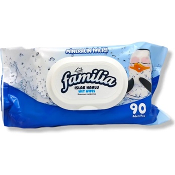 Familia мокри кърпи, 90 броя, С капак, Минерални