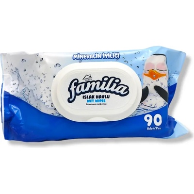 Familia мокри кърпи, 90 броя, С капак, Минерални