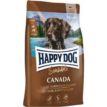 Happy Dog Sensible Canada - храна за чувствителни млади кучета и за активни възрастни кучета, със заешко, сьомга, агнешко, картофи 11 кг, Германия - 60573