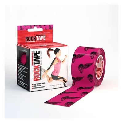 RockTape kineziologický tejp design lebky ružové 5 cm x 5 m