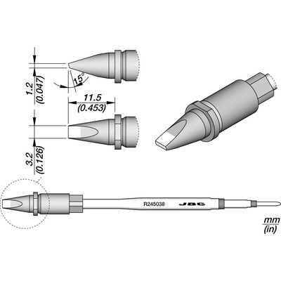 JBC R245038 – hrot ve tvaru dláta 3,2 × 1,2 mm