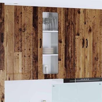 vidaXL Горен кухненски шкаф с рафт Старо дърво 40 x 31 x 100 см (885103)