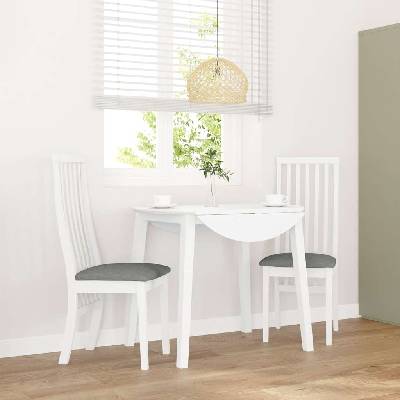 vidaXL Трапезни столове с възглавници 2 бр Бяла масивна дървесина гума (4102457)