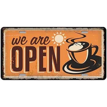 Ceduľa značka We Are Open