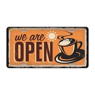 Ceduľa značka We Are Open
