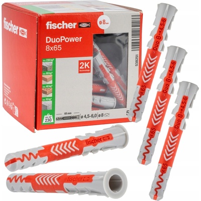 Fischer DUOPOWER 8x65 mm (balení 50 ks) - univerzální uzlovací hmoždinky, prodloužené – Hledejceny.cz