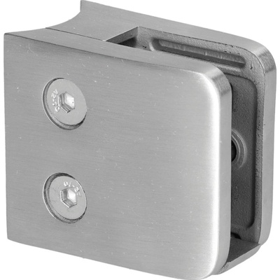 Svorka skla na trubku ø 42,4mm s podložkou a bezpeč. kolíkem (52x52x32mm), broušená nerez K320 /AISI304, balení neobsahuje gumičky na sklo