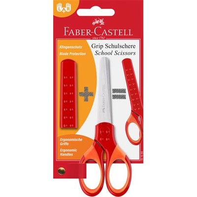 Faber-Castell Училищна ножица, 13, 5 см, с предпазител на острието, faber-castell, червена 181550 (181550)
