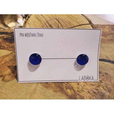 Laboka skleněné náušnice pecky tmavě modré 0001306