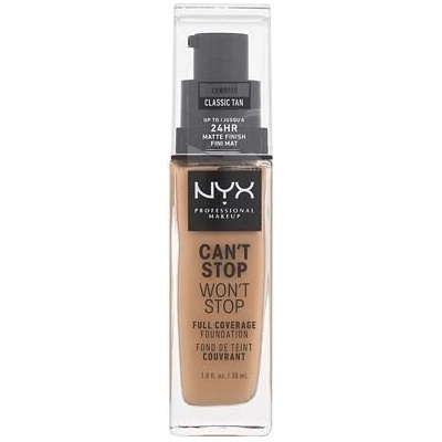 NYX Professional make-up Can't Stop Won't Stop vysoko krycí make-up 12 Classic Tan 30 ml