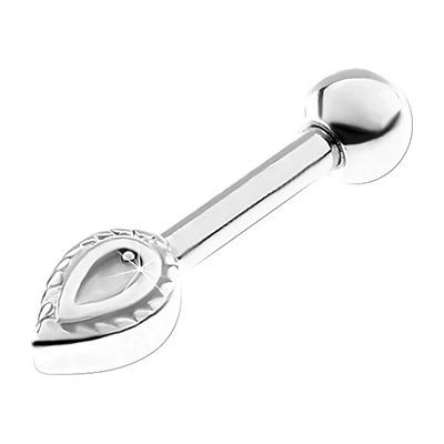 Šperky eshop piercing do tragu ucha ocel lístek s vroubkovaným okrajem W04.36