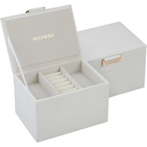 Roura Decoracion Кутия за бижута квадратна с двойно дъно в бял цвят wa10402