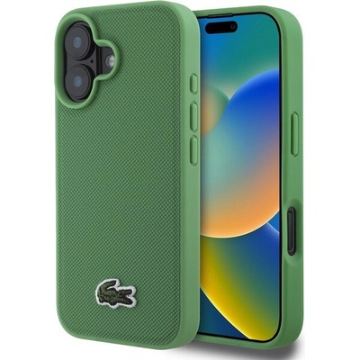 Lacoste Iconic Petit Pique Woven Logo MagSafe pro iPhone 16 Plus zelený