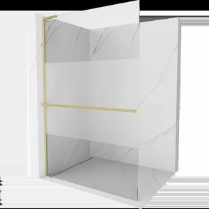 Mexen Kioto+ L душ параван с рафт Walk-in 70 x 200 cm, прозрачен/матов, златисто четкан - 800-070-123-55-35 (800-070-123-55-35)