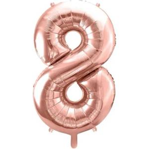 Party Deco Фолиев Балон Цифра, Розово Злато - 86см - 8 (fb1m-8-019r)
