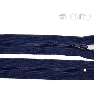 Zips špirálový 3mm nedeliteľný 70cm tmavo modrá
