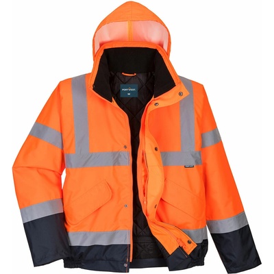 Portwest bunda S266 Hi Vis bomber zateplená reflexní žltá/navy