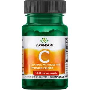 Swanson Vitamin C with Rose Hips, 1000 mg, 30 капсули, Swanson (SW1251)