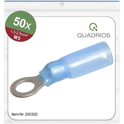 Quadrios 23C522 guľaté káblové oko Prierez=2.5 mm² Ø otvoru=5.3 mm čiastočne izolované modrá 50 ks