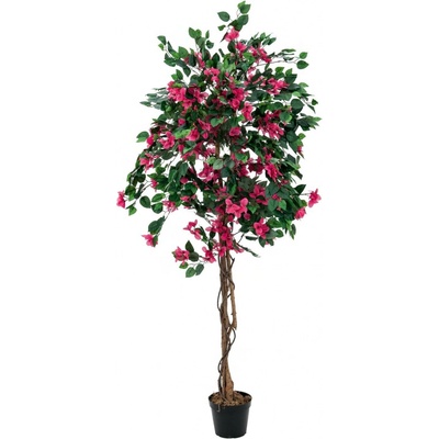 Umělý kvetoucí strom Bougainvillea - přírodní kmen, červená, 150cm