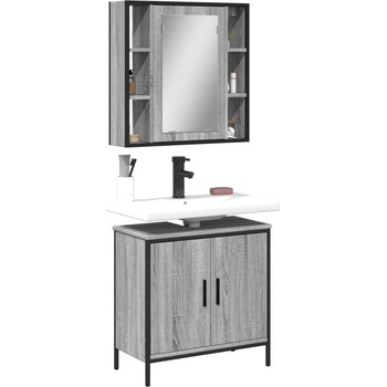 Image 1 of vidaXL Комплект мебели за баня от 2 части сив сонома инженерно дърво (3214723)