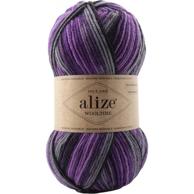 Alize Příze Wooltime 11013 fialovo-černá