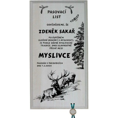 Dřevo Novák Pasovací list myslivec č.735 na frézované desce 2D