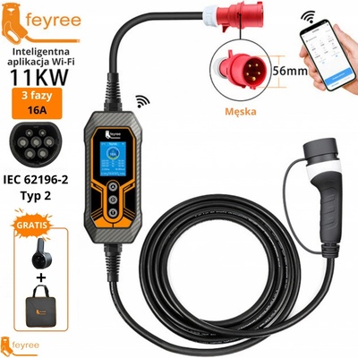 Feyree EV výkon 11KW typ 2 16A 4 fáze s Wi-Fi Tesla | Zboží Auto