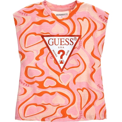 GUESS Многоцветна къса тениска за момиче с контрастно лого Guess