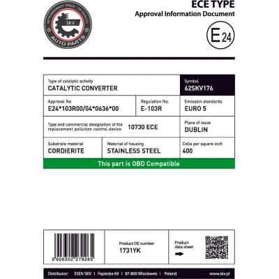 Katalyzátor ESEN SKV 62SKV176