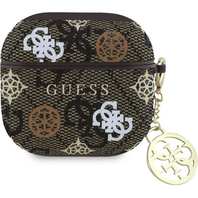 GUESS Калъф за Apple AirPods 4, GUESS PU 4G Peony Charm Case, Кафяв (GUA4P4RPEW)