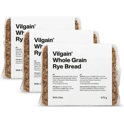 Vilgain Celozrnný ražný chlieb BIO s chia semienkami 3 x 375 g