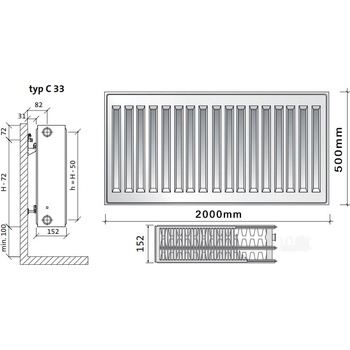 Purmo C33 500 x 2000