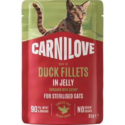CARNILOVE pre dospelé mačky kačica s kocúrnikom v želé 85 g