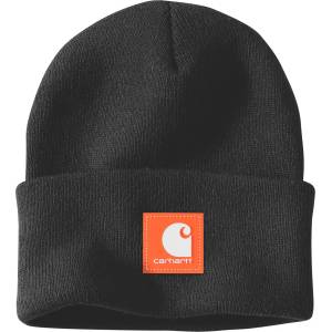 Carhartt Мъжка зимна шапка (beanie) Carhartt Rubber Patch Watch Cap Beanie - Black / Worksite Orange - размер One Size (904-6905-0111)