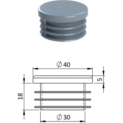 Vnitřní krytka kulatá ø 40 mm, plastová, šedá