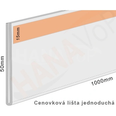 Cenovková lišta jednoduchá 50 čirá - 50x1000mm - pěnová samolepka - 1 ks